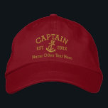 Gorra Bordada Capitán Con Anchor Personalizado<br><div class="desc">Captura de capitán bordada...  ideal para marineros.. capitán,  cuerda y ancla de gorra personalizada de Ricaso</div>