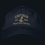 Gorra Bordada Capitán Con Anchor Personalizado<br><div class="desc">Captura de capitán bordada...  ideal para marineros.. capitán,  cuerda y ancla de gorra personalizada de Ricaso</div>