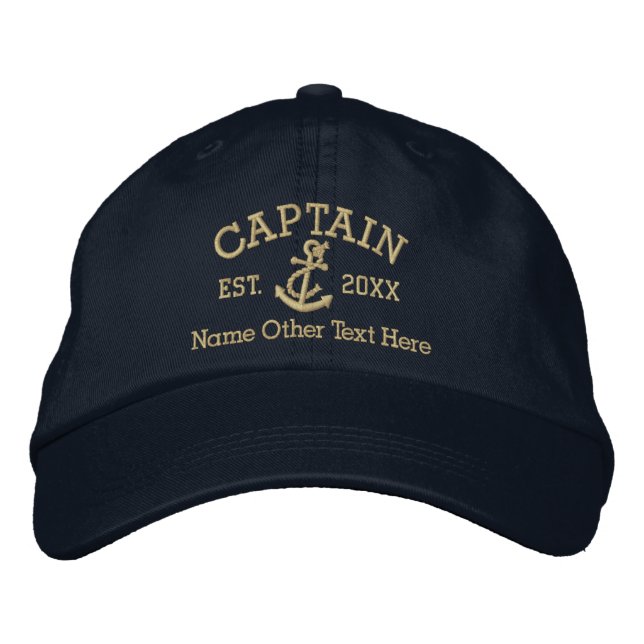 Gorra Bordada Capitán Con Anchor Personalizado (Anverso)