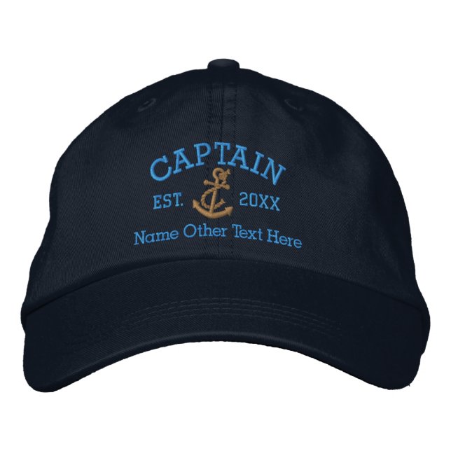 Gorra Bordada Capitán Con Ancla Personalizado (Anverso)