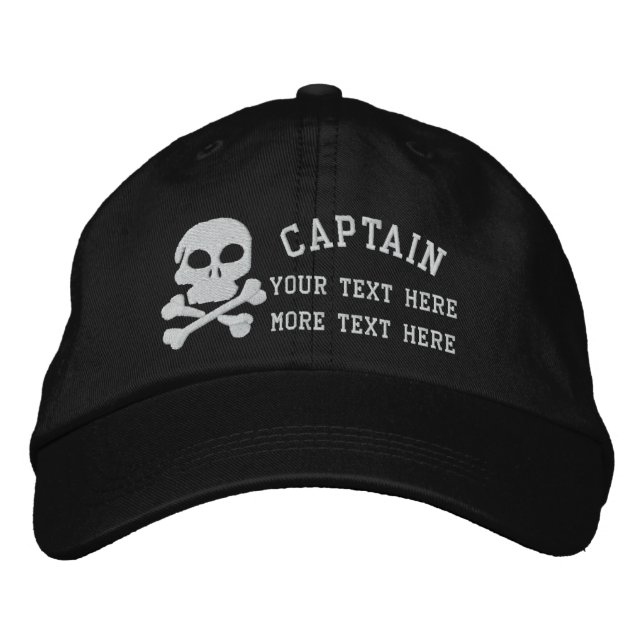 Gorra Bordada Capitán Con Calavera Y personalizable De Huesos Cr (Anverso)