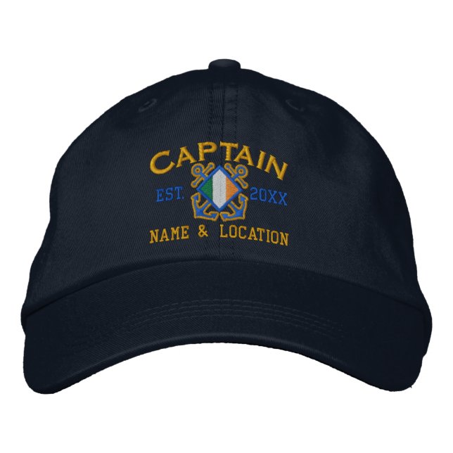 Gorra Bordada Capitán Nautical de los ancestros de bandera irlan (Anverso)