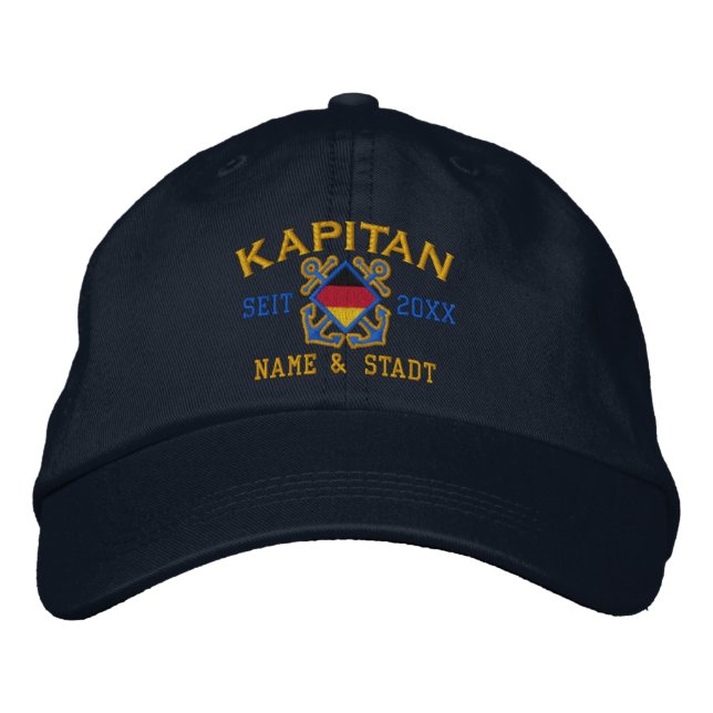 Gorra Bordada Capitán náutico del mar alemán personalizado (Anverso)
