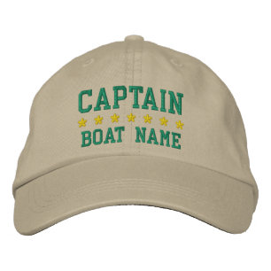 Gorra Bordada Capitán Náutico Su Bote Nombre Khaki Cap