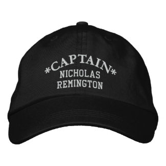 Gorra Bordada CAPITÁN Nombre de pila personalizado BLANCO NEGRO