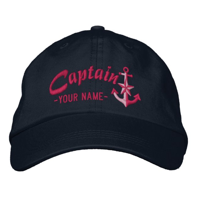 Gorra Bordada Capitán Personalizado Nautical Anchor Nombre Fuchs (Anverso)