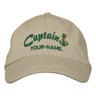 Gorra Bordada Capitán personalizado Rope Anchor Name Green