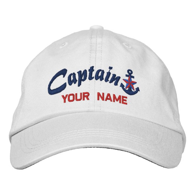 Gorra Bordada Capitán personalizado Star Anchor Your Name (Anverso)
