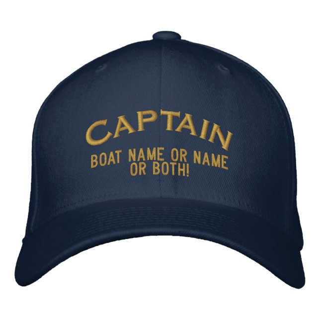 Gorra Bordada ¡Capitán Su Barco Nombre o Ambos! (Anverso)