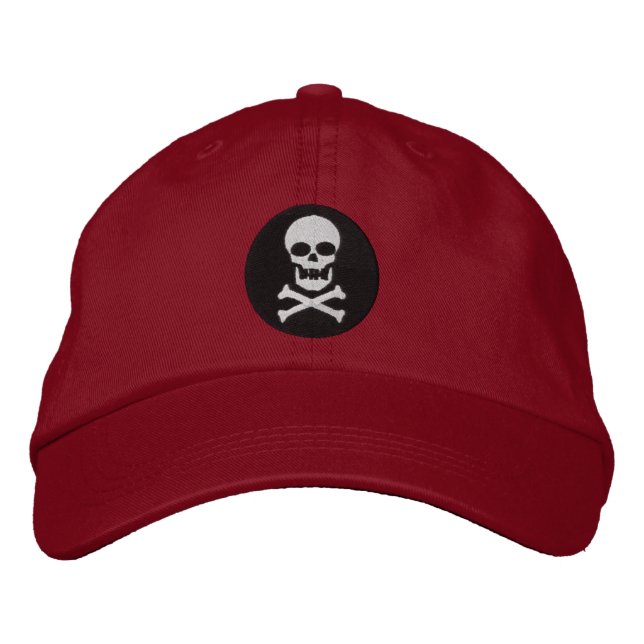 Gorra Bordada Cápsula Borrada De Cráneo Y Hueso Cruzado (Anverso)