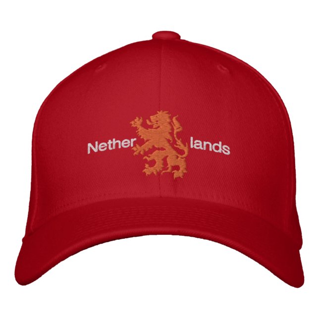 Gorra Bordada Capucha de león de Rampant, roja y Naranja de los  (Anverso)