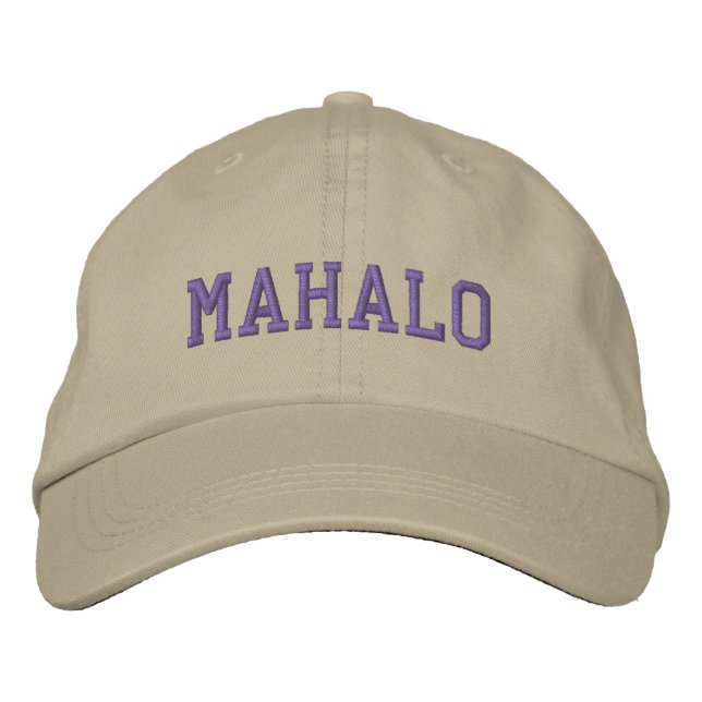 Gorra Bordada Capucha MAHALO (caqui con Verde azulado oscuro) (Anverso)