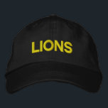 Gorra Bordada Capuchón ajustable de los leones<br><div class="desc">Apoya a su equipo favorito con este gorro. El texto es personalizable,  así que puedes reemplazar tu nombre de equipo favorito en lugar de "Leones". Elija entre una variedad de colores de gorra y puntas.</div>