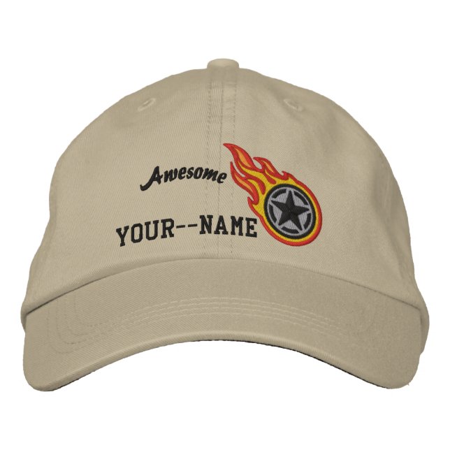 Gorra Bordada Carreras de esténcil de estrella personalizada lla (Anverso)