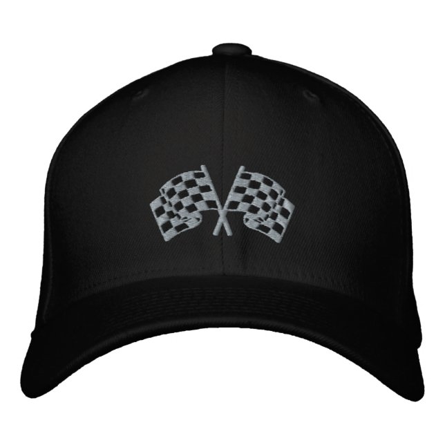 Gorra Bordada Carro negro de la pista de carreras de bandera de  (Anverso)