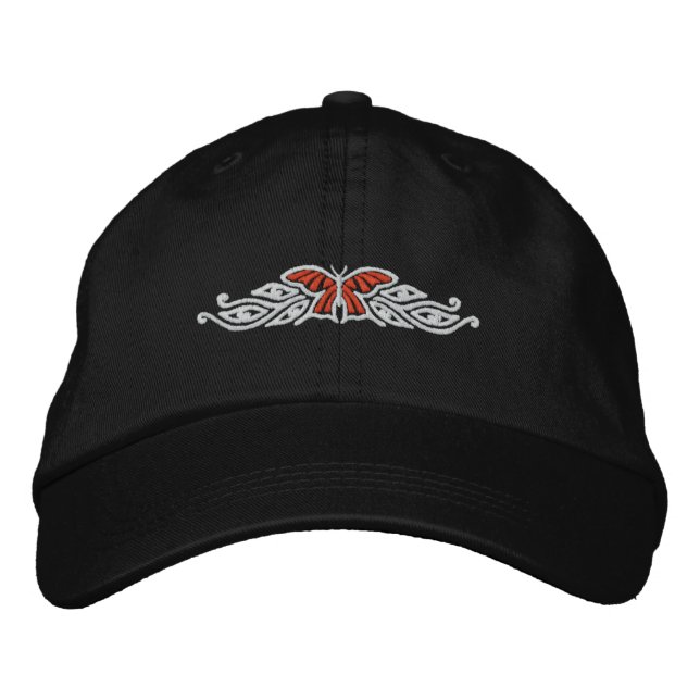 Gorra Bordada Casquillo bordado diseño de la mariposa de monarca (Anverso)