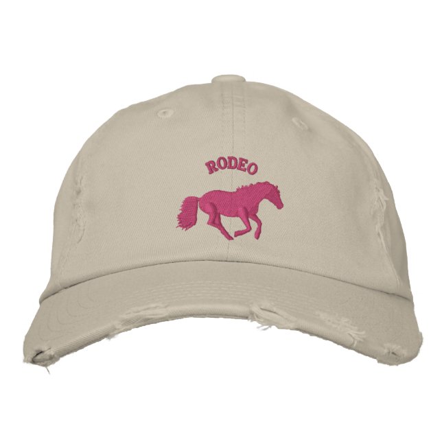 Gorra Bordada Chicas montando rodeo rosa (Anverso)