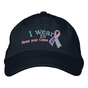 Gorra Bordada Cinta de Cáncer de Esperanza Azul Rosa Personaliza