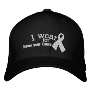 Gorra Bordada Cinta de Cáncer de Esperanza Blanca Personalizada 