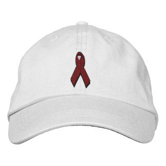 Gorra Bordada cinta de concienciación de burdeos