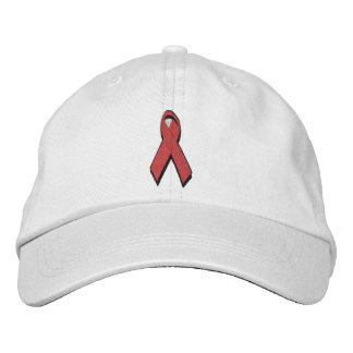 Gorra Bordada cinta de concienciación roja