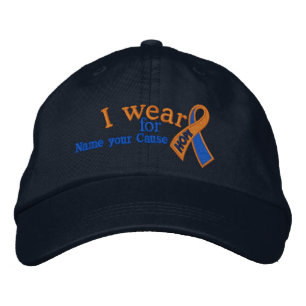 Gorra Bordada Cinta de esperanza azul Naranja personalizada Tu t