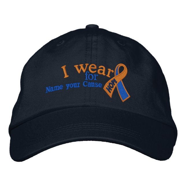 Gorra Bordada Cinta de esperanza azul Naranja personalizada Tu t (Anverso)