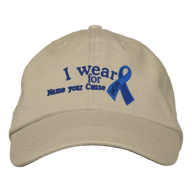 Gorra Bordada Cinta de esperanza azul personalizada Conciencia d (Anverso)