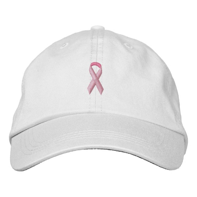 Gorra Bordada Cinta de sensibilización rosa (Anverso)
