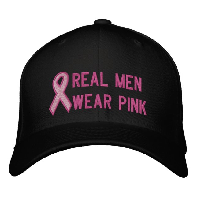 Gorra Bordada Cinta de sensibilización rosa (Anverso)