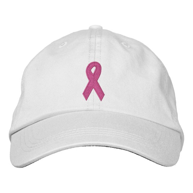 Gorra Bordada Cinta de sensibilización rosa (Anverso)