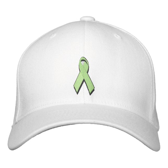 Gorra Bordada cinta de sensibilización verde claro (Anverso)