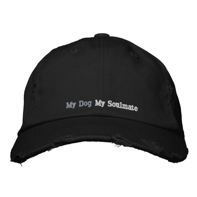 Gorra Bordada Cita de Perro de Soulmate Rústica Plata Rosa Negro (Anverso)