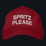 Gorra Bordada Cita Divertida Personalizada Aperol Spritz Italian<br><div class="desc">Eleva tu estilo de verano con este divertido sombrero "Spritz Please", perfecto para los amantes del Aperol Spritz y la cultura del aperitivo. Este sombrero bordado de moda en un color rojo atrevido añade un toque divertido a cualquier salida informal o hora de cóctel. Ya sea que te relajes en...</div>
