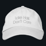Gorra Bordada Cita divertida que no le importa la tipografía<br><div class="desc">Lake Hair,  no te importa - Divertido en una letra de bloque azul de cristal de mar de bonito. Se puede personalizar. Contáctame con cualquier pregunta o petición.</div>