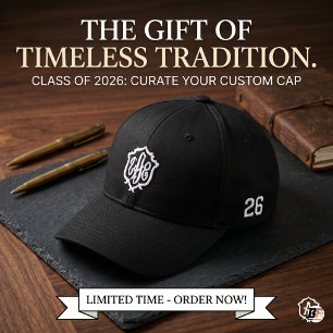 Gorra Bordada Clase de 2026 Cresta de Monograma de Dinero Antigu