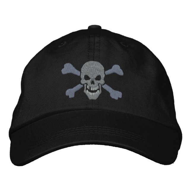 Gorra Bordada Clásico Pirata Crossbone Silver Skull (Anverso)
