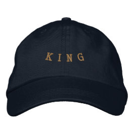 Gorra Bordada Clásico Rey Texto Azul Marino Moderno Casual Ajust