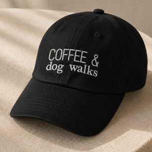 Gorra bordada con café y paseos de perros