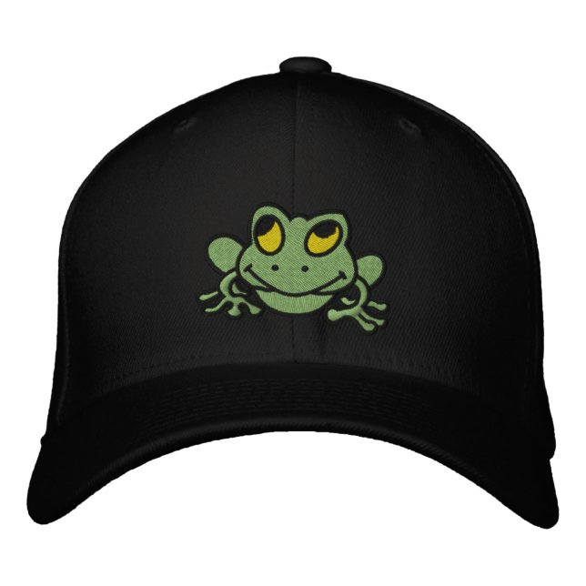 Gorra Bordada con Rana Verde Adorable (Anverso)