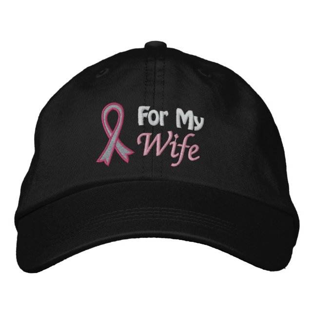 Gorra Bordada Conciencia sobre el cáncer de mama para mi esposa (Anverso)