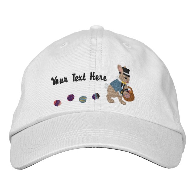Gorra Bordada Conejo de Pascua y Huevos (Anverso)