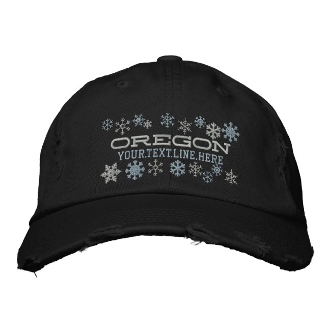 Gorra Bordada Copos de nieve de invierno de Oregon personalizado (Anverso)