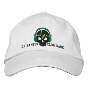 Gorra Bordada Cráneo personalizado de DJ su bordado conocido del