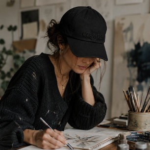 Gorra Bordada 'Create' Negro sobre Negro Bordado Monocromo