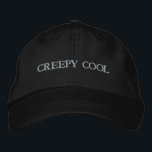 Gorra Bordada CREEPY COOL Show off your Spooky Style Black-Hat<br><div class="desc">Show off your spooky style with the "CREEPY COOL" Embroidered Cap in classic black. This Alternative Apparel Basic Adjustable Cap blends comfort, quality, and attitude—perfect for Halloween season or year-round edge. With its one size fits all adjustable fit and bold embroidery, it’s a must-have for anyone who loves a mix...</div>