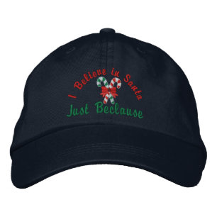 Gorra Bordada Creo en Santa... Sólo Beclause Candy Canes