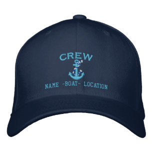 Gorra Bordada Crew Blue Rope Anchor tu nombre de barco o ambos