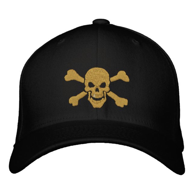 Gorra Bordada Cruces de Pirata clásicos Bordados de cráneo (Anverso)