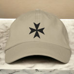 Gorra Bordada Cruz maltesa del Hospital de Caballeros<br><div class="desc">Caballeros Hospitalarios Cruz Maltesa en negro .. gorra de bordado de Ricaso</div>